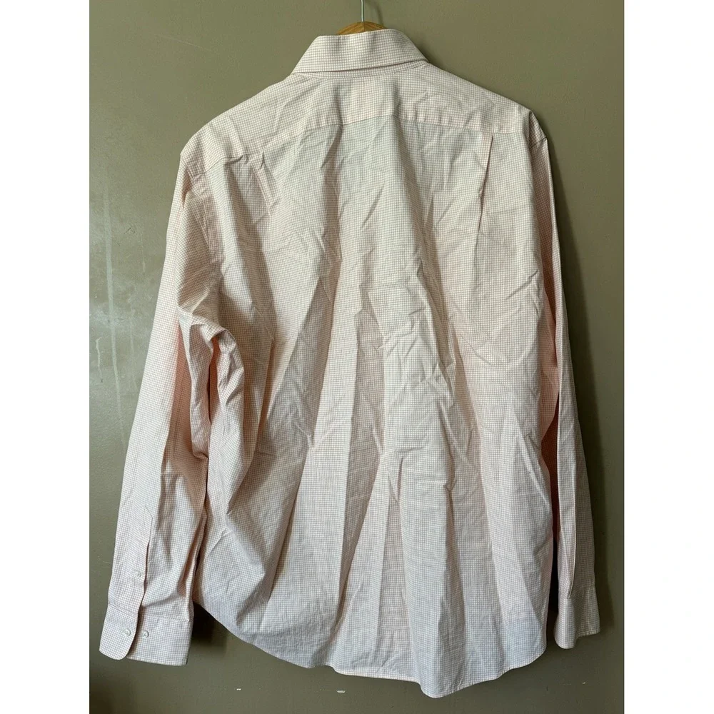 Polo Ralph Lauren Men's Button-Up Shirt Size 17 Orange White Check‎ Classic Fit